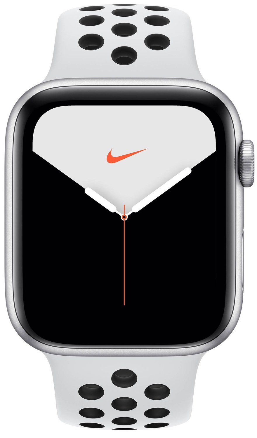 Apple Watch Series Nike 5 GPS 44 mm Carcasă din aluminiu argintiu Pure Plat/Blk Sp Band (MX3V2)